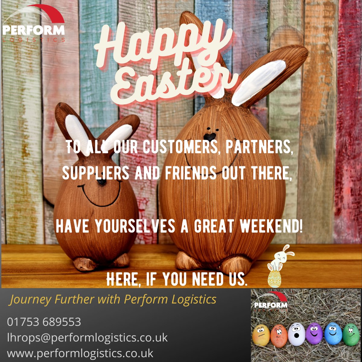 performlogistic's tweet photo. Happy Easter All. Have a great Weekend. We're here if you need us.
#happyeaster #longweekend #goodfriday #logisticsolutions #freightsolutions #eventsindustry #installations #experiential #tvproduction #brexitsupport https://t.co/ZW567pStqY