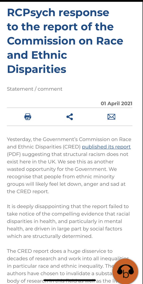 DrLadeSmith's tweet photo. CRED report takes pick and mix approach to evidence, picking the bits it likes, ignoring the bits it doesn’t. This flawed methodology leads to erroneous conclusions, particularly, it seems wrt MH. Sets MH care back 50 years. See ⁦our response⁩. https://t.co/bdfEEHG9km https://t.co/T87rah2oMR