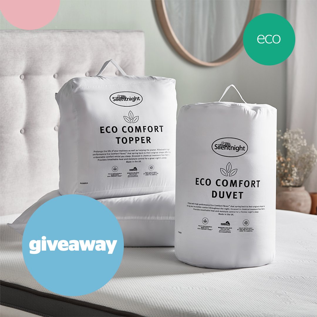 silentnightbeds's tweet photo. Spring bedding bundle GIVEAWAY 🍃

The bundle includes pillows, duvet and mattress protector filled with high-performance EcoComfort Fibres™ made from recycled plastic bottles. Luxuriously soft, light and fluffy.

FOLLOW us &amp; RT to enter! https://t.co/Wq5UsHAK4T