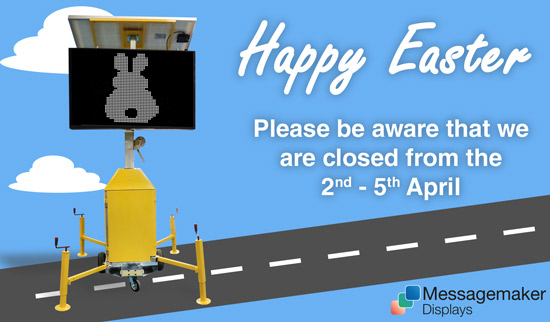 MessagemakerLED's tweet photo. Happy Easter!
Please note that we are closed from the 2nd to 5th April.
All orders placed between these dates will be dispatched when we re-open.
#signage #sign #trafficsignage #highways #happyeaster https://t.co/MJgAq74bCj