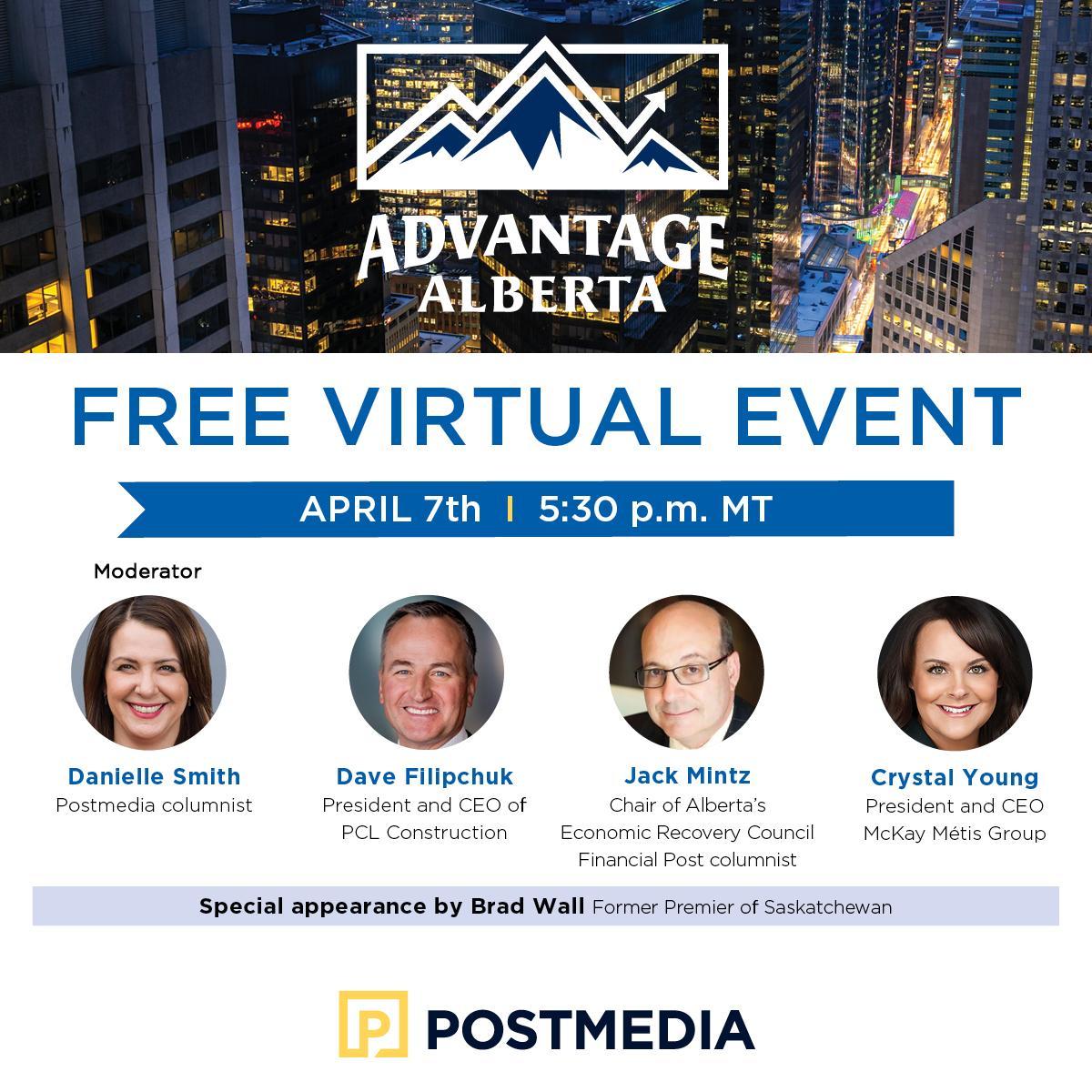 edmontonjournal's tweet photo. Postmedia and Advantage Alberta- Find out why #Alberta will have the advantage in the post-pandemic world. 

Join the discussion with Alberta’s successful business leaders on April 7th at 5:30pm MT. 

Register for free: https://t.co/qgFGTsJCKr https://t.co/ejyFIZfHN6