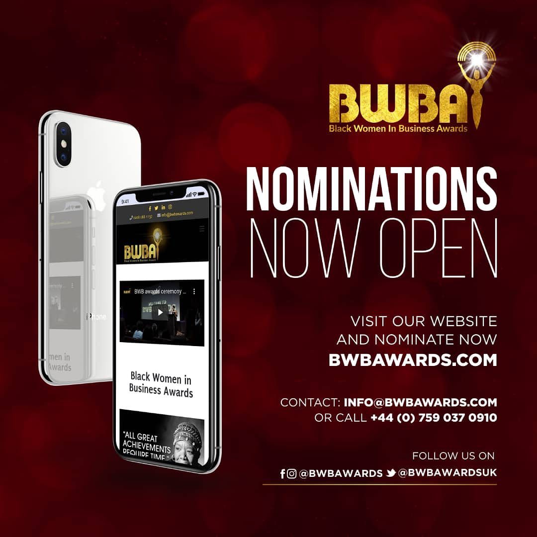 The_UK_Awards's tweet photo. Further details @BWBAWARDSUK
.
.
✨✨✨Announcement ✨✨✨

✨✨✨Nomination now open ✨✨✨✨ head over to our websites and nominate yourself now!
*************************************************************
#blackwomeninbusinessawards #bwbawards #theukawards https://t.co/MgReCqeBlg