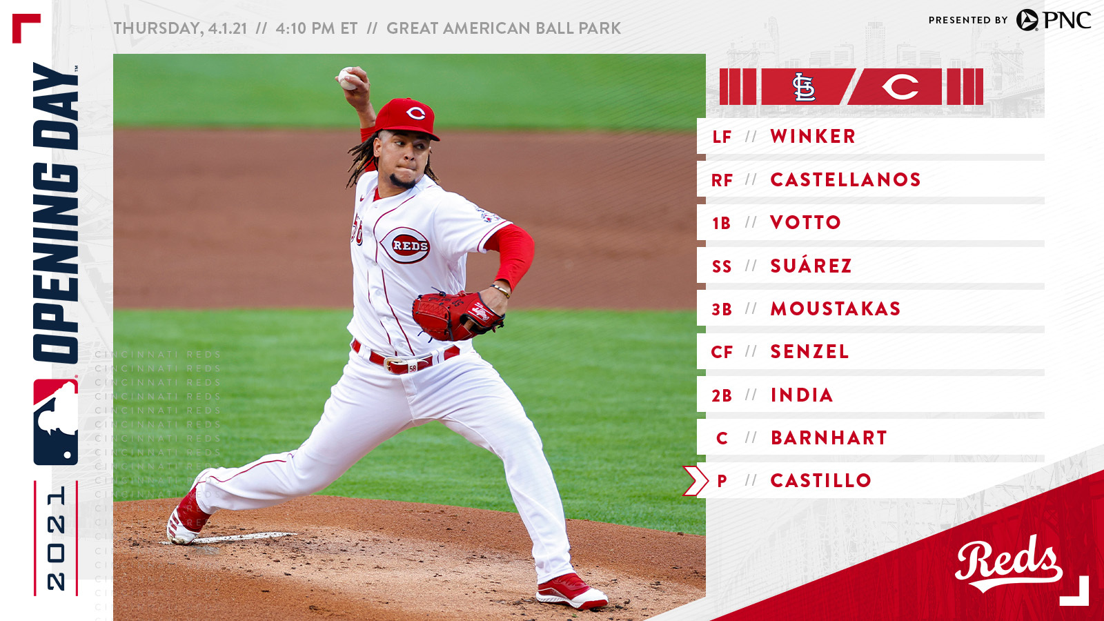 Cincinnati Reds on X: Here is how the Reds will line up for their 145th  Opening Day. #RedsOpeningDay  / X