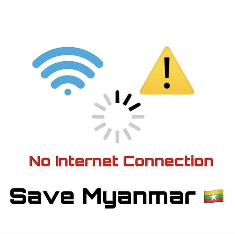 After 44 days of nightly internet cut off, 16 days of total mobile internet shutdown, military council has again issued to ban the wireless internet from today on. Junta is trying to murder us all in the blind of the world.
#InternetShutDown  
#Apr1Coup 
#WhatsHappeningInMyanmar