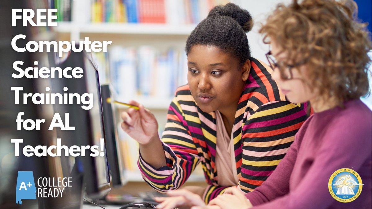 AplusCR's tweet photo. We are partnering with @AlabamaAchieves to provide FREE training for AL CS Teachers:
➡️Virtual training for Middle School CS & AP CS Principles:
6/22 - 25: https://t.co/c4Xbd5XgPW
7/6 - 9: https://t.co/86HkpRAssA
➡️In-person training for AP CS: 7/6- 9 https://t.co/jlbBpsj4Lt https://t.co/3QUFqGkRaA
