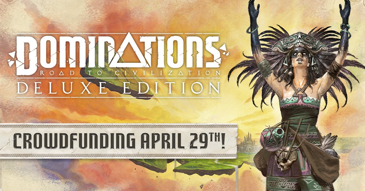 holygrailgames's tweet photo. Dominations: Road to Civilization is making a comeback! We’ll be launching a new crowdfunding campaign for our unique Civ game on April 29th. More info coming soon https://t.co/QhJQlCfCLH  #holygrailgames #boardgame #tabletop #tabletopgames https://t.co/4VITPiOi95