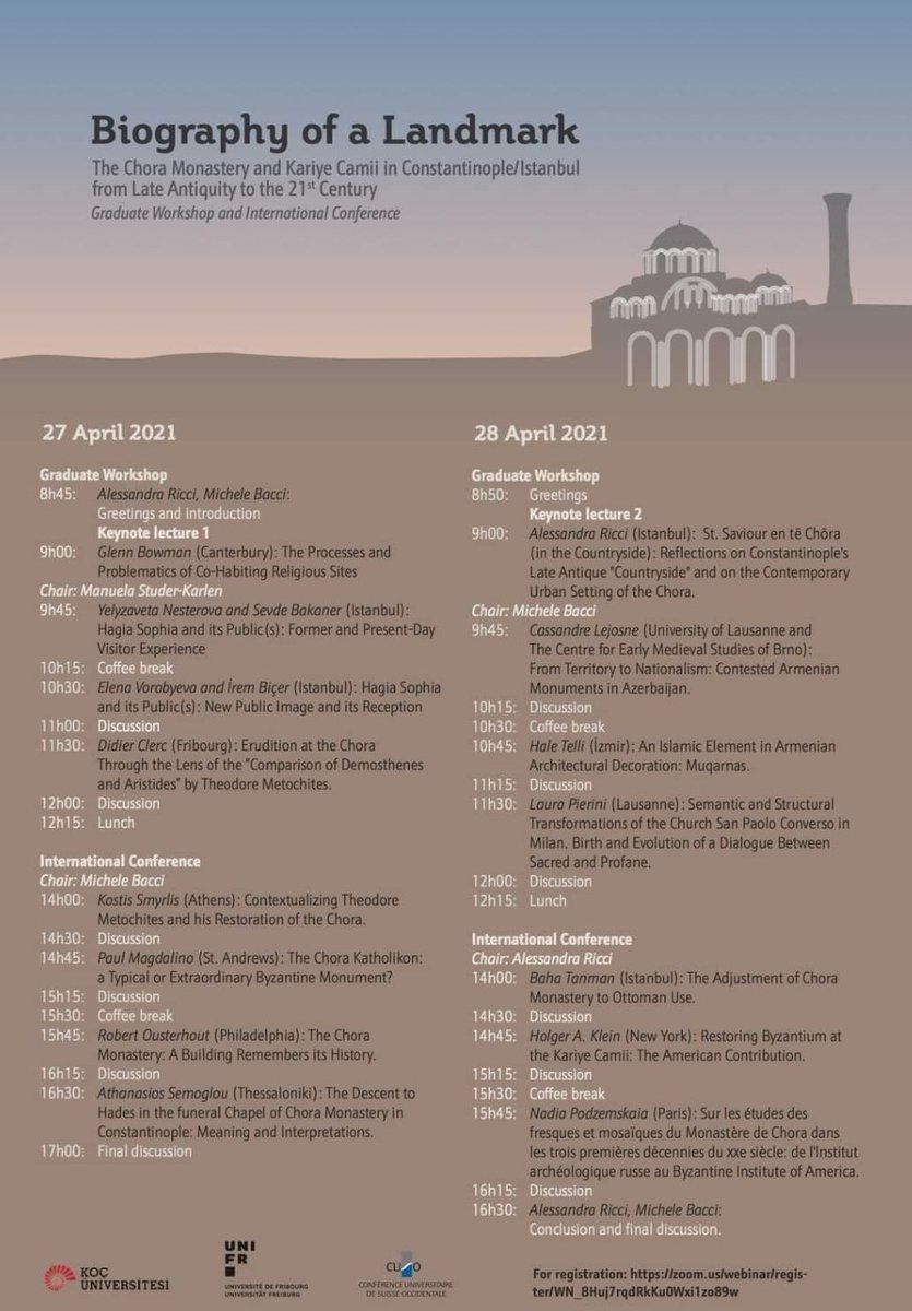 drvukovich's tweet photo. 📢 Conference coming up ⬇️ 'Biography of a Landmark: The Chora Monastery and Kariye Camii in #Constantinople / #Istanbul from Late #Antiquity to the 21st Century'
#medievaltwitter #ByzantineTwitter 
https://t.co/8scRw6SaX2 https://t.co/LwOtKPEAQw