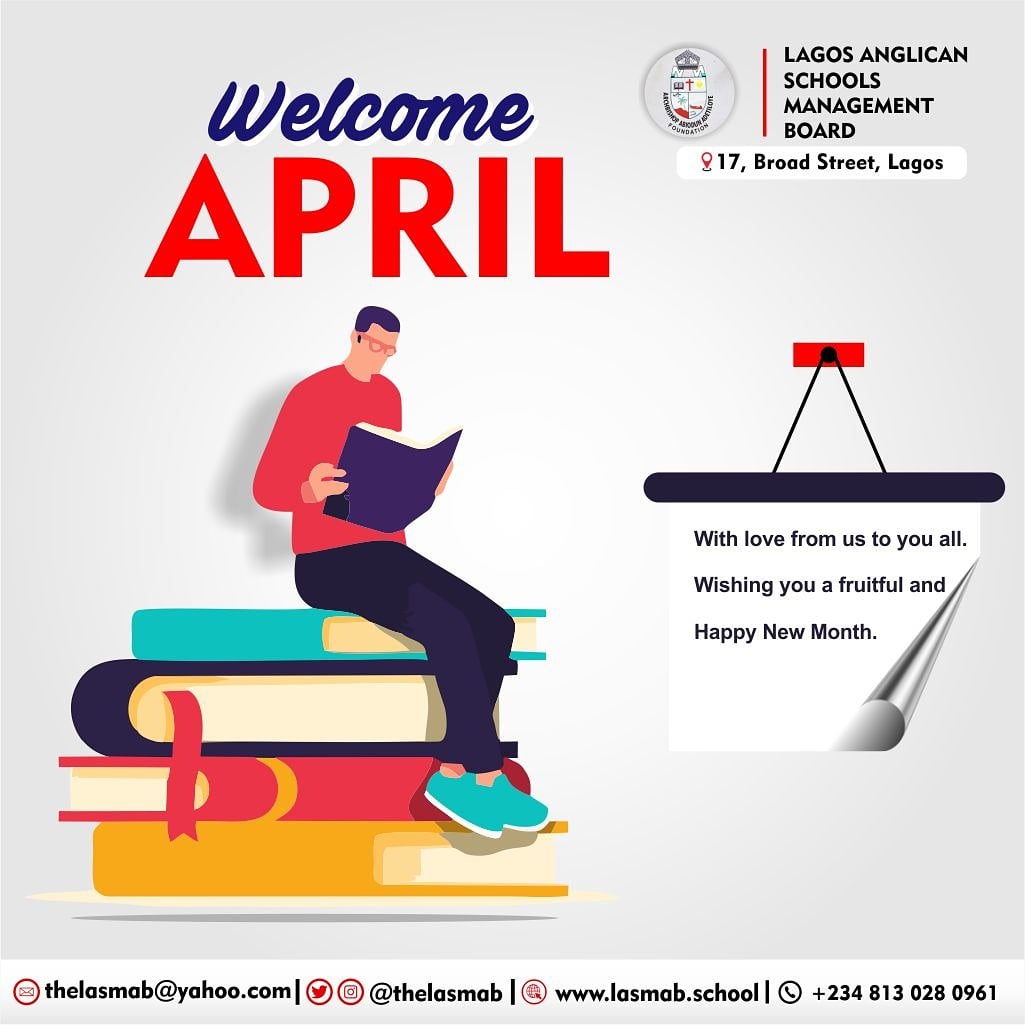 thelasmab's tweet photo. We wish you all a fruitful and happy new month. 

 #followforfollowback #gaintrick  #gain  #LASMAB #seasongreetings #lagosanglicanschoolsmanagementboard #likeforlikes #likesforlike #april #Happynewmonth #school #education #educationmatters #edu #nigeriaschools #educationnigeria https://t.co/j1uY1rKK6F
