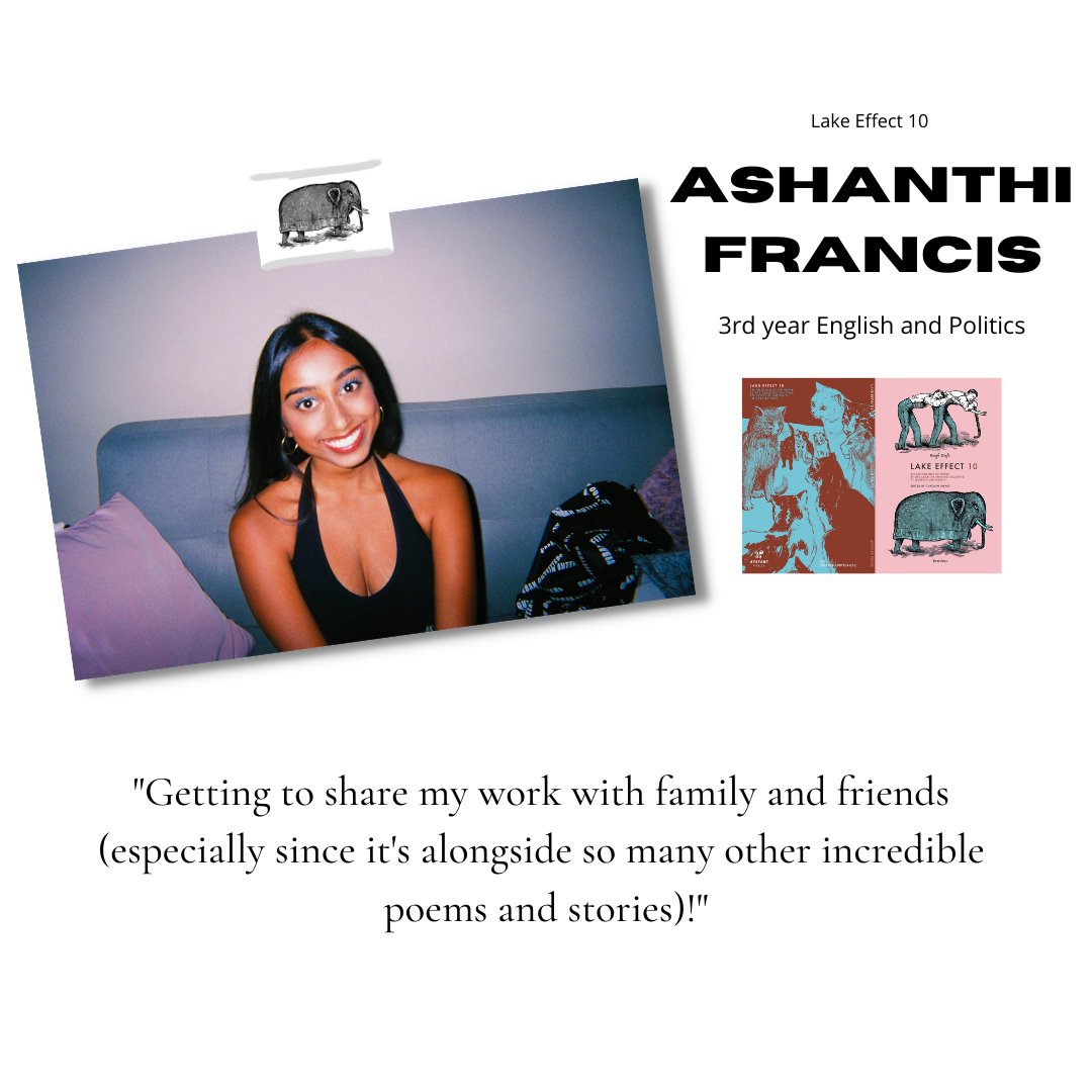 10_effect's tweet image. There's just one week until launch!! To celebrate, meet Ashanthi Francis, another contributor to Lake Effect 10, and enjoy an except from her story, "Ghost."

@QueensCWRI