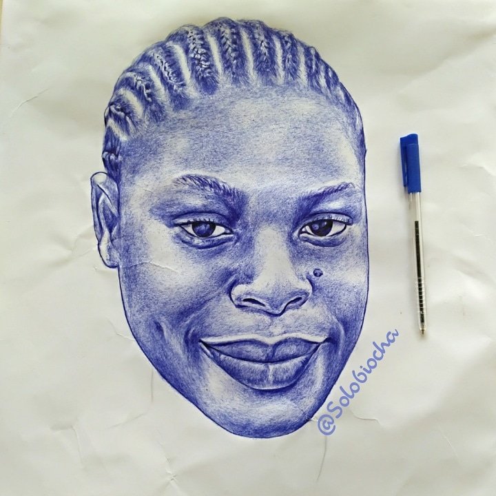 Solobiocha's tweet photo. Art Title: Isioma
Art Story: one good head is better than others with plenty ring perforation, buttered face, Golden wig and artificial eyes.

Media: BallPen on paper.

#ballpen  #drawing  #art  #sketch  #ballpenart  #illustration  #artist  #draw  #pen  #artwork  #sketchbook  #in https://t.co/aOsOvGu8TF