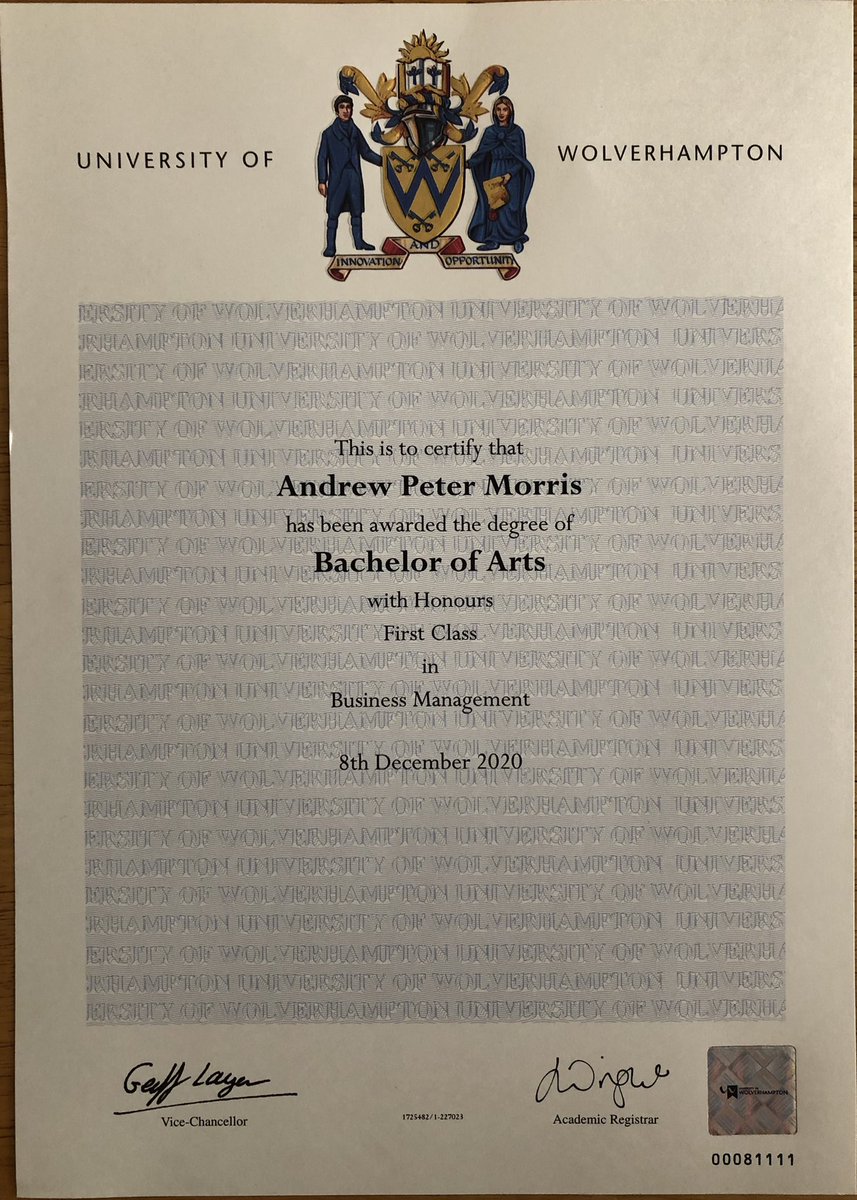andrewmorris7's tweet photo. The beautiful thing about learning is that no one can take it away from you. 

Proud moment to be awarded a 1st class honours. @wlv_uni @SercoGroup https://t.co/XFGu9AVCCO