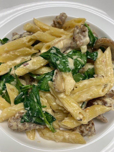 RanchersClub's tweet photo. Thursday's Lunch Special
Penne Pasta with a Feta cream sauce, Italian Sausage, Mushrooms and Spinach https://t.co/FjomwTOETD