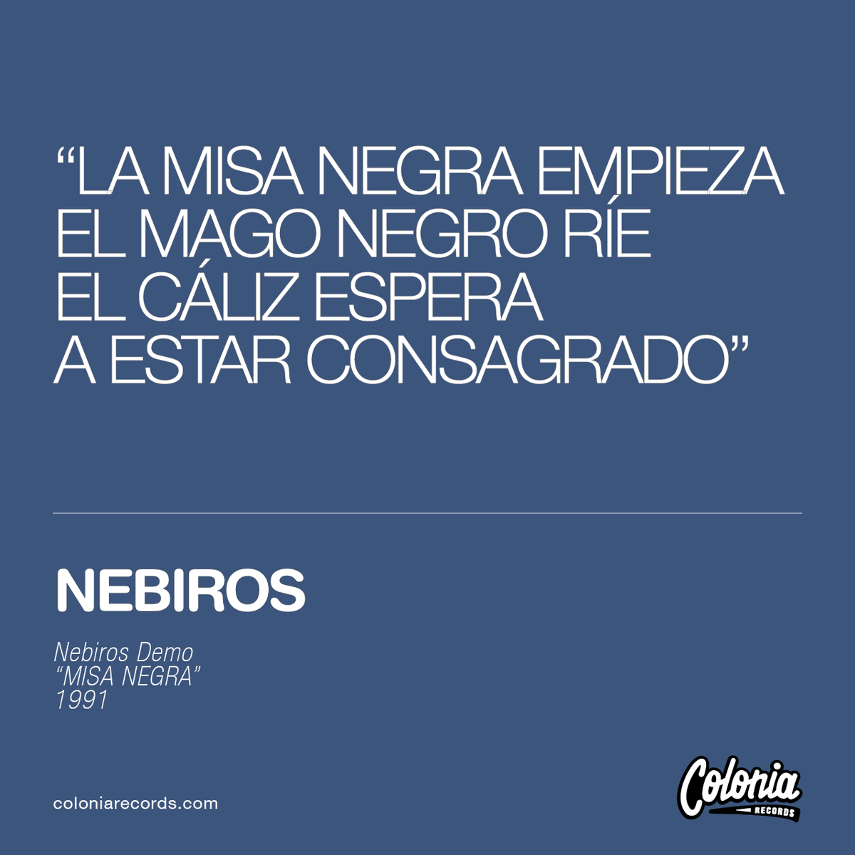 ColoniaRec's tweet photo. Hoy de #TBT recordemos que se conmemora la primera consagración del cáliz... #NEBIROS
#SomosColonia #SomosMúsica #MúsicaColombianaParaElMundo https://t.co/bxuzYWSM4Z