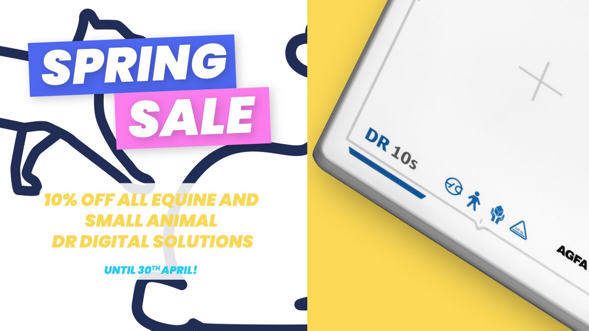 plhmedical's tweet photo. Featuring our Agfa DR 10s! The AGFA Spring Sale has started! Get 10% off all Small animal and Equine DR Digital solutions! Hurry, sale ends 30th April! ๐ฐ
#SpringSale #SpringIntoApril #Sale #Deals #Veterinary #Equine https://t.co/1ih7l5p1bG