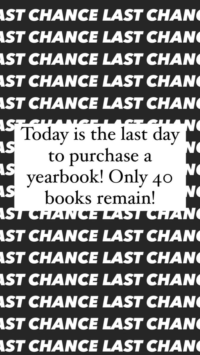 CHSPathfinder's tweet photo. Last day to purchase! Only 40 yearbooks remain! Grab them before they are gone. This yearbook is the only thing that documents this school year— don’t miss out! https://t.co/dqaYT9Tnt1