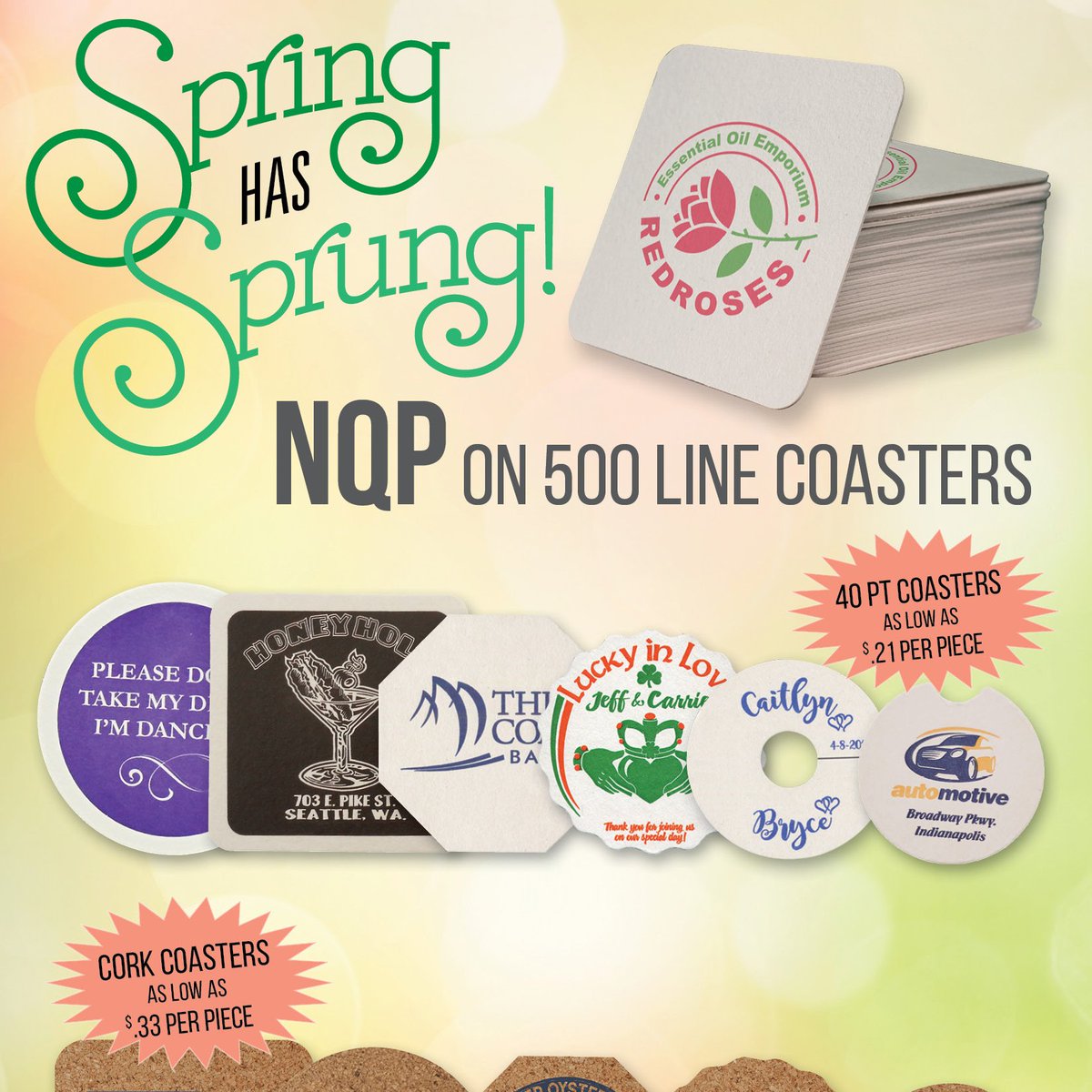 TranterGraphics's tweet image. Use custom imprinted coasters to promote specials and new products this spring!  #microbrewery #springpromotion #promotionalproducts