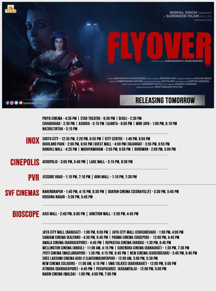 TollyBanglaBox1's tweet image. আর  মাত্র কিছুক্ষণ...#Flyover Releasing In Cinemas Tomorrow!

Check out the hall list &amp;amp; Book your tickets now : bit.ly/Flyover_BMS

ALL THE BEST TO FULL TEAM! @YourKoel @C_Gaurav @abhimanyumuk @SurinderFilms

#HallCount :- 41

#Check Hall List👇