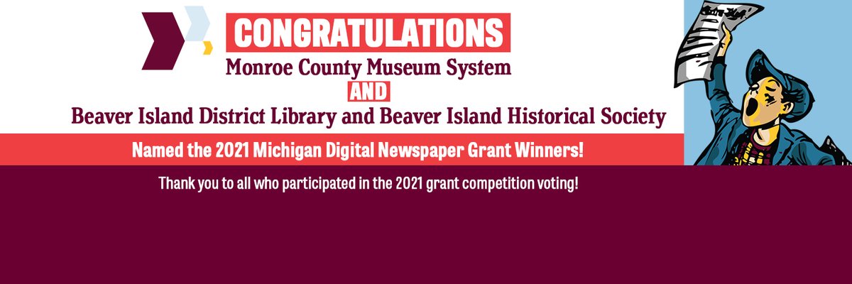 Clarke_Library's tweet photo. Join us in a round of applause for our newspaper digitization grant winners Beaver Island and Monroe! https://t.co/BdRALgZtSv