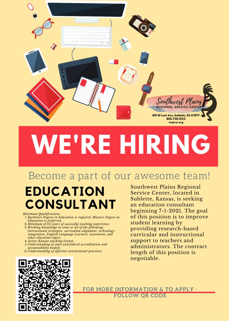 swplains's tweet photo. Do you love education, teachers, kids, administration? Do you have a service-centered heart? Then check out this amazing opportunity to become a team-member at SWP! Follow the QR code for more details and to apply. Taking applications until April 14, 2021. https://t.co/zAtYE70mKk