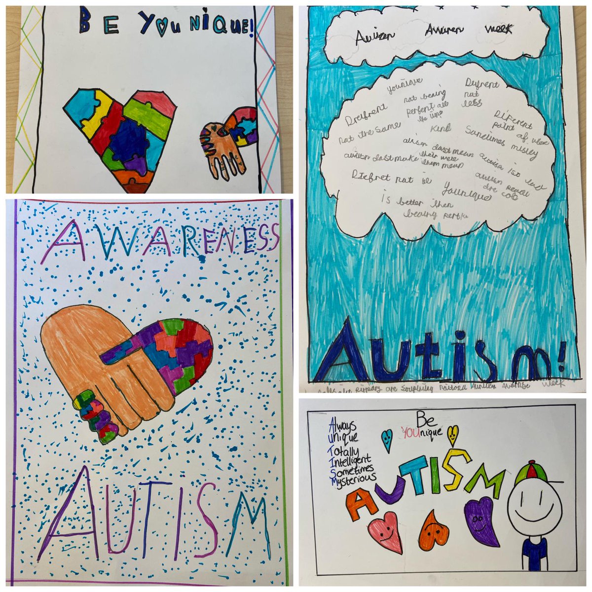 ASP180's tweet image. P7C worked hard to create these bright, eye-catching posters as part of #AutismAwarenessWeek2021