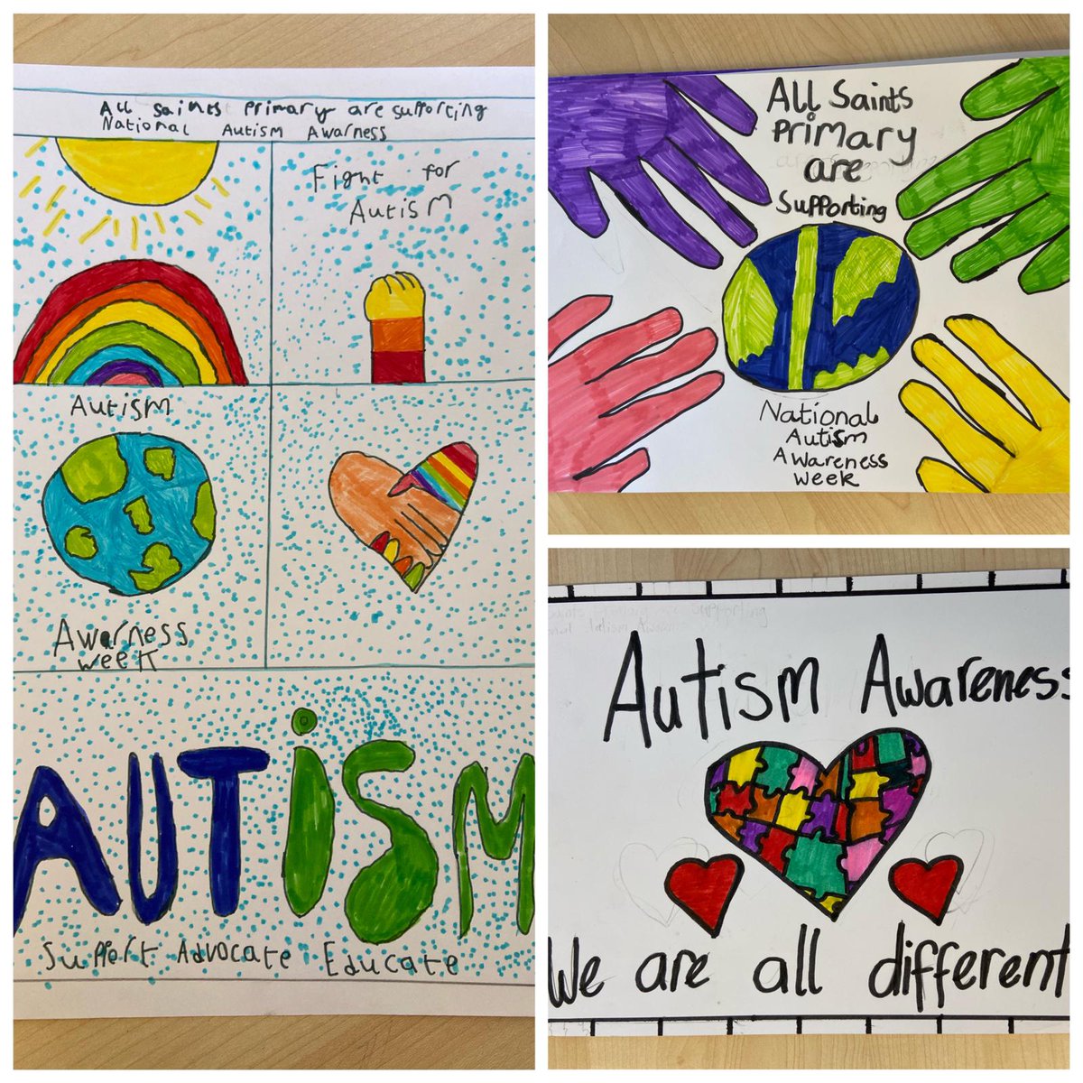 ASP180's tweet image. P7C worked hard to create these bright, eye-catching posters as part of #AutismAwarenessWeek2021