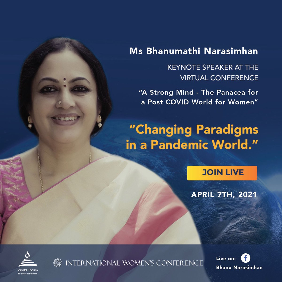 This World Health Day, Ms Bhanumathi Narasimhan, Director of Women Empowerment & Child Care Programs at the @ArtofLiving will speak at virtual the International Women's Conference at @WFEB_global on having resilient mental health & bouncing back from this pandemic! @Bhanujgd
