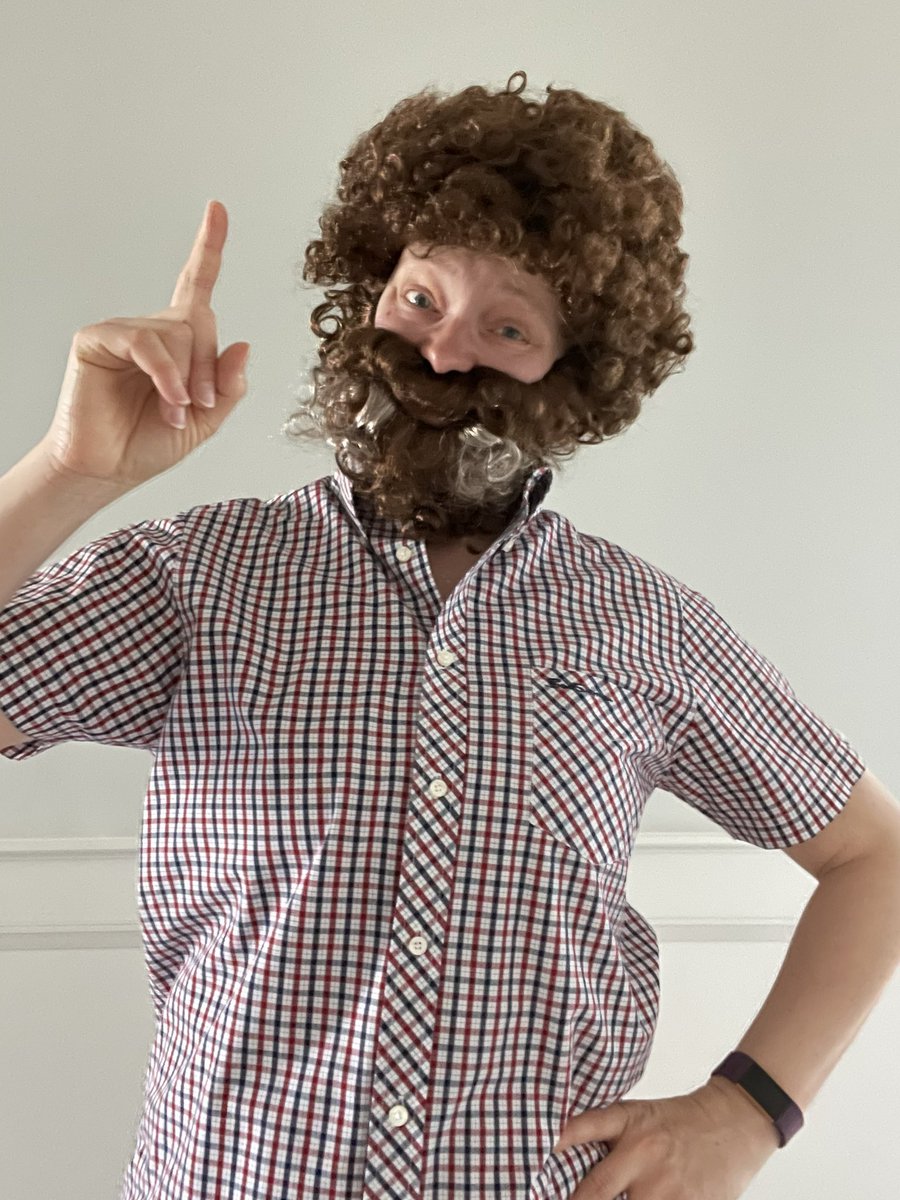 OlesMs's tweet photo. A special thank you to Mr. Ross who came in to cover for me and my virtual classes today! The kids were happy to have you in. #AprilFoolsDay #VirtualLearningFun #BobRoss @HCDSBVirtual @HCDSB https://t.co/frfGtK60x5