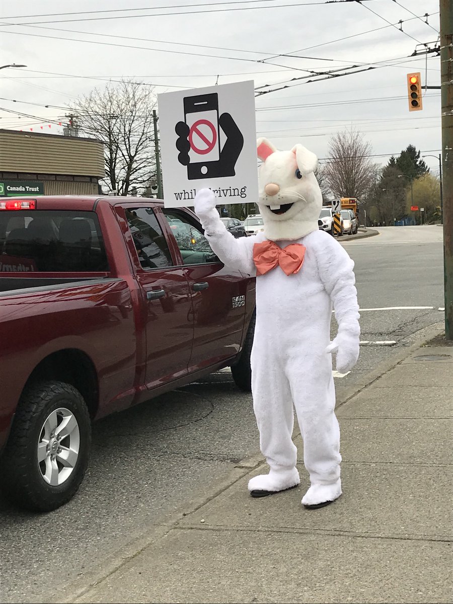 RoadSafety_Paul's tweet photo. Distracted Driving education & enforcement happening now with @VPDTrafficUnit @icbc @HChristie2104 @RoadSafetyHarv Happy Easter & ‘Be A Good Egg’ #LeaveYourPhoneAlone #EyesFwdBC https://t.co/xv9j95X06j