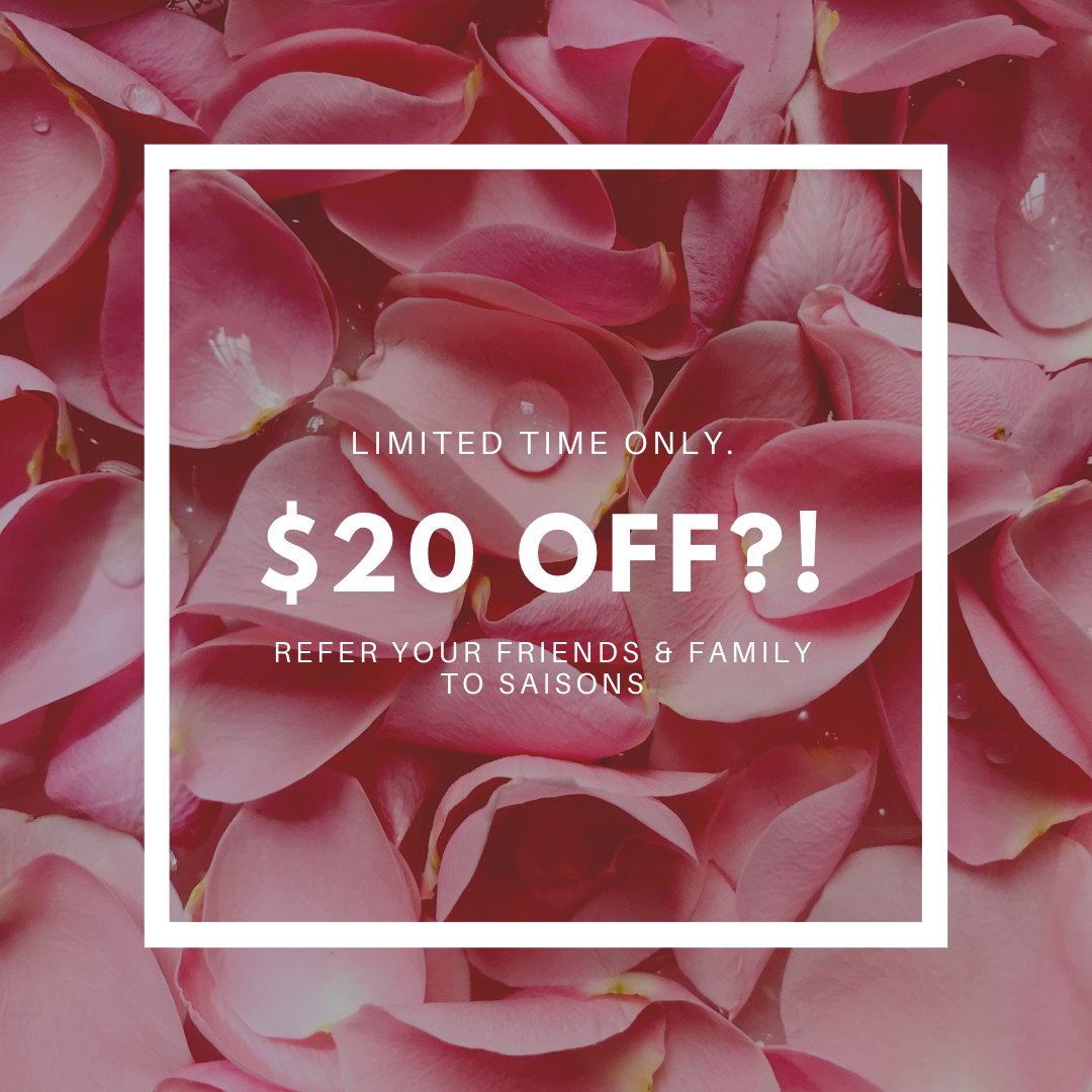 saisonshingham's tweet photo. Love Saisons..Refer a friend &amp; you'll both save $20. tap petals for details. https://t.co/7vc9FZ3CPw https://t.co/1zgNgc0rTH https://t.co/wRlqxmJZN0