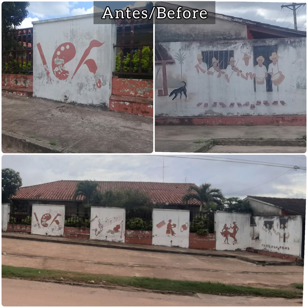 intiwarayassi's tweet photo. Antes y Después del pintado de murales en la Casa de la Cultura de Ascensión de Guarayos. 5 días de actividades para la sensibilización y educación sobre la conservación, el arte y la cultura.
Gracias a todas las personas que se hicieron presente 💚
#ArteParaLaConservación #CIWY https://t.co/cVUYfU5KQi