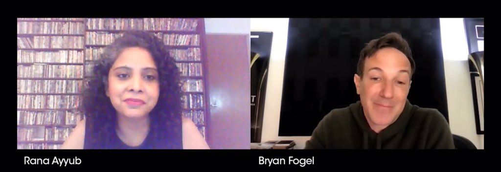 DIFFindia's tweet photo. Filmmaker @bryanfogel and @RanaAyyub in conversation about @TheDissidentMov. The film streams on #DIFFVirtualViewingRoom from 2–8 April here: https://t.co/ydH6HZ0sfy https://t.co/z39E3PzZtj