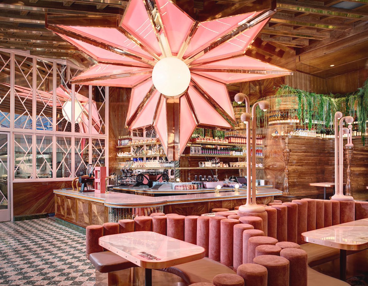 MartynWhiteLDN's tweet photo. Dressed to impress and making no apologies for attracting all the attention - Basile Studio design the interiors for Morning Glory - a vibrant restaurant in San Diego's Little Italy neighbourhood. Zack Benson #restaurantdesign #restaurantinterior #designdestination #pinkinterior https://t.co/3SmXMwfRuj