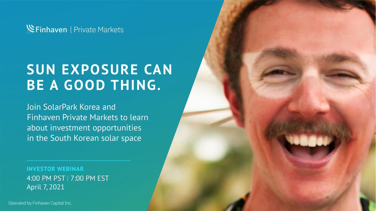 FinhavenPM's tweet photo. Meet and hear from SolarPark management to learn about how to invest in the 3-year, 8% convertible Green Bond available in Finhaven Private Markets. Register for the event and invest today! https://t.co/7wiWJinlTl https://t.co/dtKUQSUX1I