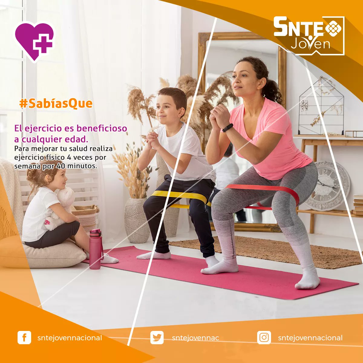 sntejovennac's tweet photo. #SNTEJovenPorLaSalud🌎

✅#TipDelDía 👉 El ejercicio es beneficioso a cualquier edad. La actividad física regular puede reducir a la mitad el riesgo de padecer enfermedades coronarias, derrames cerebrales, diabetes y algunos cánceres 🏃🏻‍♀🏃🏼‍♂ https://t.co/XR1dBk9utf