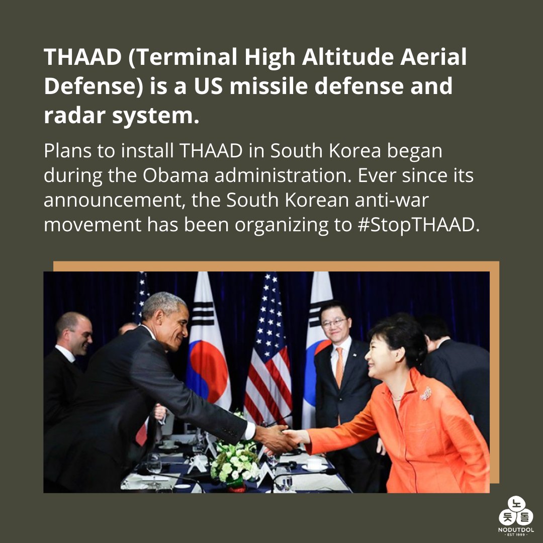 nodutdol's tweet photo. Check out our newest graphics on the South Korean movement to #StopTHAAD—a US missile defense and radar system displacing Koreans from their land as part of the imperialist drive to militarize the peninsula. https://t.co/HoPnRW2Qa1