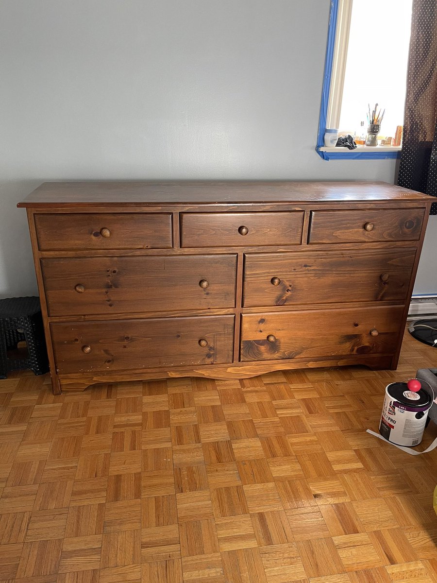 Sanded, stained, and painted this dresser 🎨