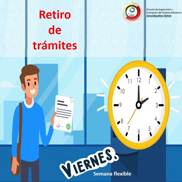#Tachira ¿Necesitas retirar tus documentos en @ZonaEducTachira ? Asiste solo los días viernes de semana flexible. Los días martes y jueves solo atención de usuarios para solicitud de trámites (evite molestias) <a href="/charlychaves/">Charly Rojas Chaves</a> @MPPEDUCACION <a href="/DGSEMPPE/">DIRECCIÓN GENERAL DE SUPERVISIÓN MPPE</a> @JorgePerezVZLA @psuvaristobulo