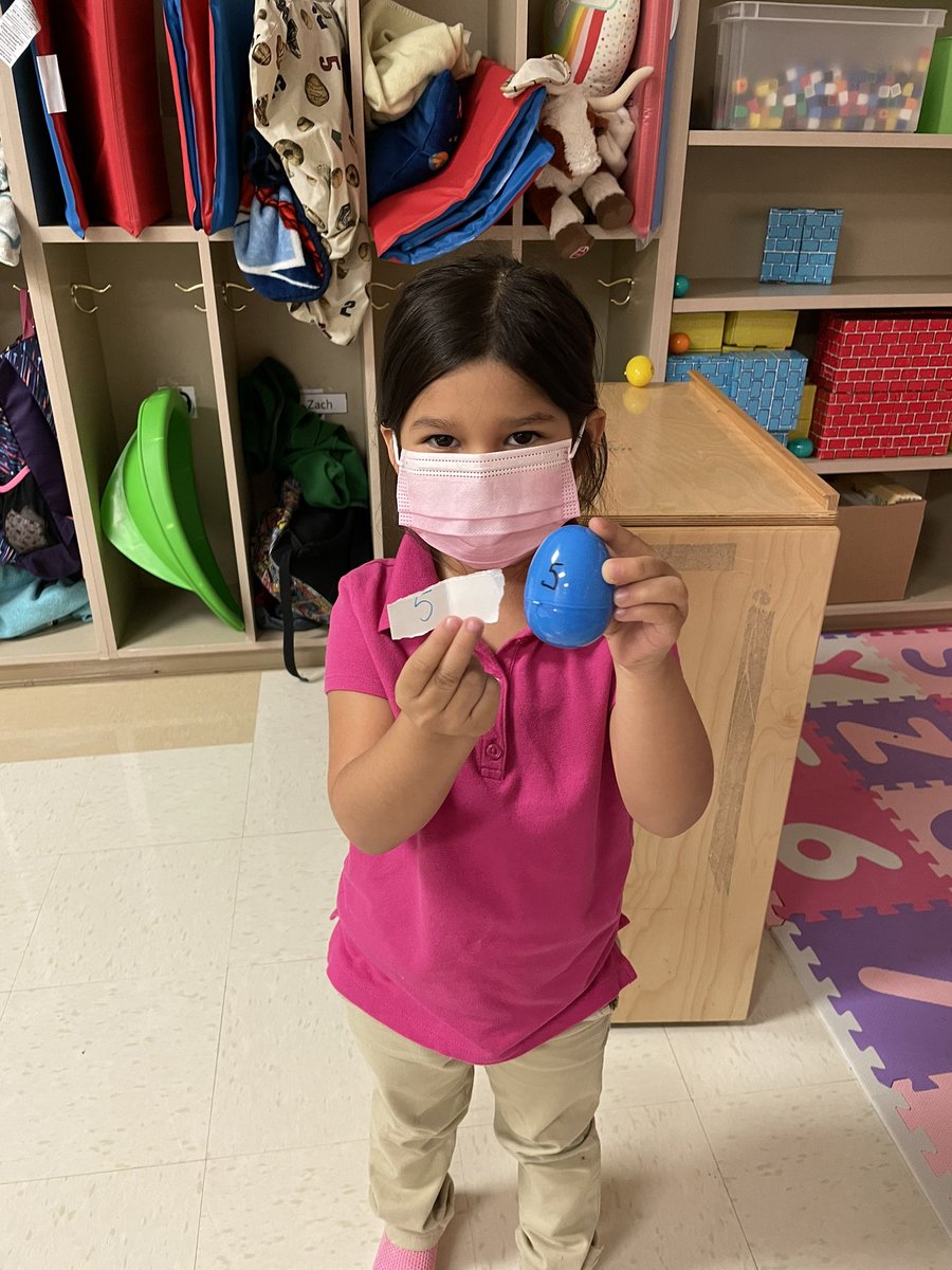 ReidKaylea's tweet photo. We went on a math Easter egg hunt today! We each had our own number and had to find the eggs with the matching number. 🐰🥚@CISDWalker @jjkennedy03 #prek https://t.co/f3zH4ckccq