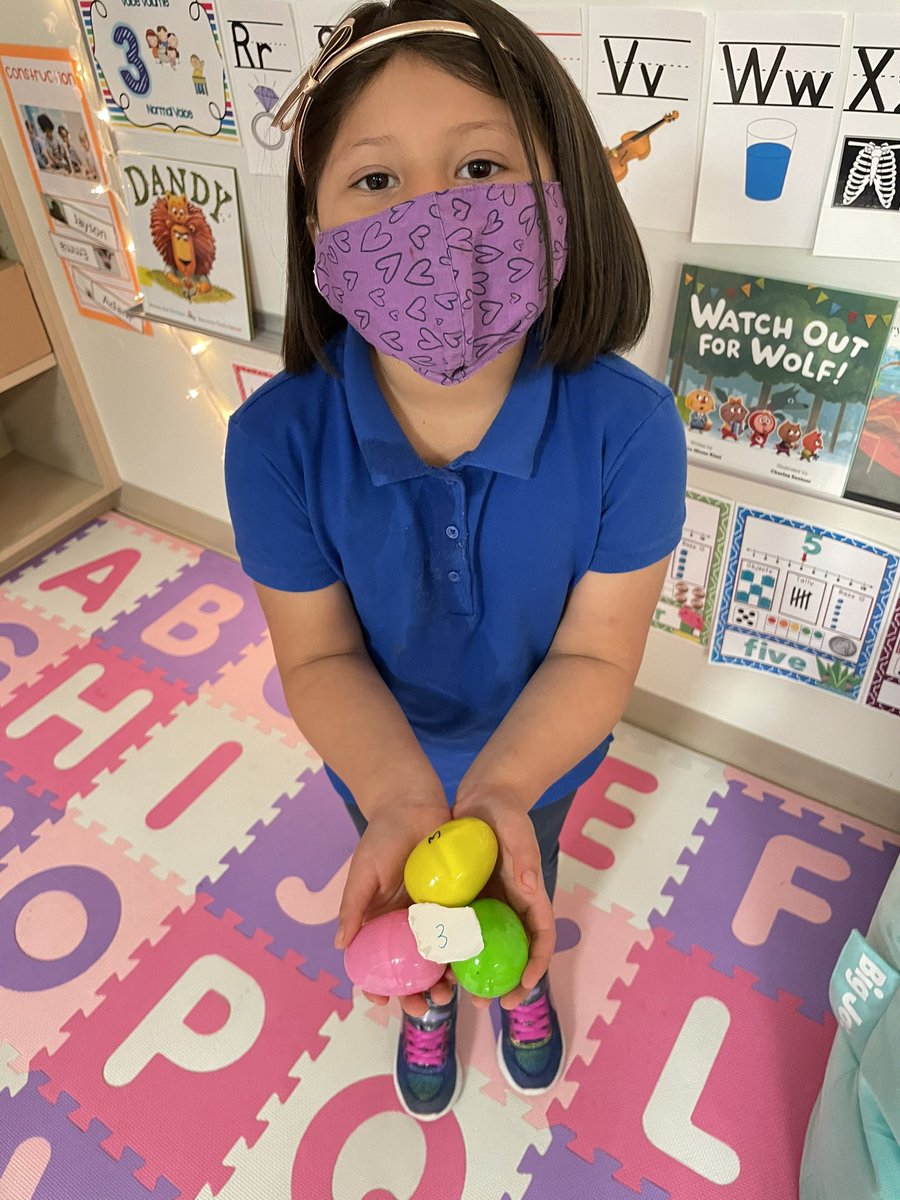 ReidKaylea's tweet photo. We went on a math Easter egg hunt today! We each had our own number and had to find the eggs with the matching number. 🐰🥚@CISDWalker @jjkennedy03 #prek https://t.co/f3zH4ckccq