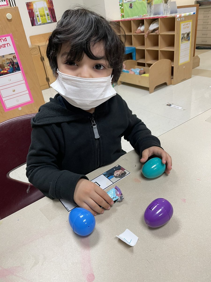 ReidKaylea's tweet photo. We went on a math Easter egg hunt today! We each had our own number and had to find the eggs with the matching number. 🐰🥚@CISDWalker @jjkennedy03 #prek https://t.co/f3zH4ckccq