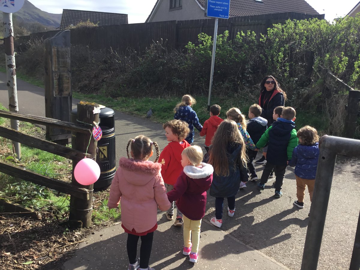 MenstrieELC's tweet photo. The children all enjoyed talking part in our Easter Egg Hunt along the community path. The children worked in pairs to spot the 10 hidden eggs. We have left the wonderful Easter bunting up, if your looking for something to do you could pop along to see. Can you spot all 10  eggs? https://t.co/c1nG3TWT3I