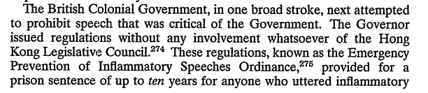 From the legal side of things, the British colonists reacted by imposing sanctions on the Natives, through the removal of the right to a fair public trial, and imprisonment on the consent of a judge.Speech critical of the government was banned, & subject to a ten year sentence