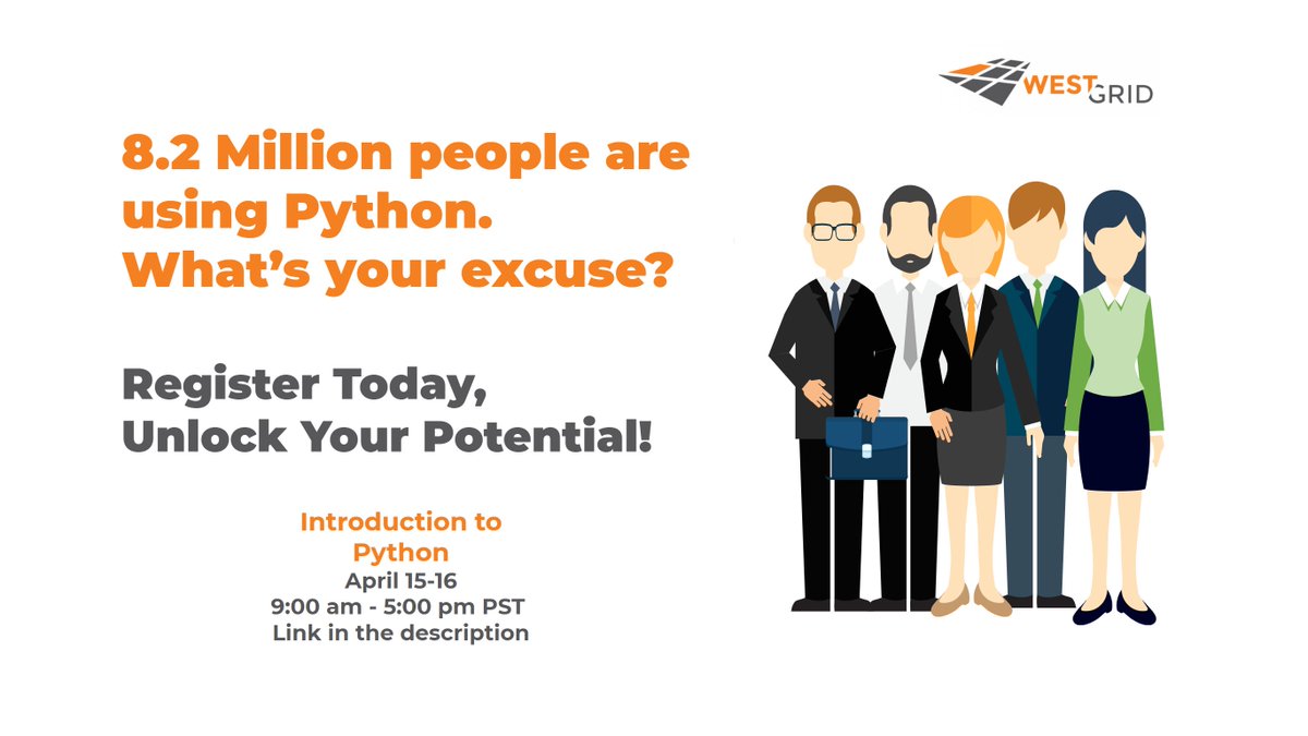 WestGrid's tweet image. Millions are on their path to success. What is holding you back? Master the most popular scripting language in just 2 days!
Early Bird ends soon, Register now!
eventbrite.ca/e/introduction…
#DataScience #MasterPython #Learn #JustDoIt