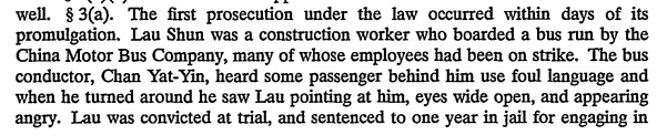 Under ordinances designed to punish acts of 'intimidation', random native Chinese members of the public were the overwhelming targets, often punished for something as small as looking at a colonist in the wrong way.