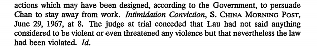 Under ordinances designed to punish acts of 'intimidation', random native Chinese members of the public were the overwhelming targets, often punished for something as small as looking at a colonist in the wrong way.