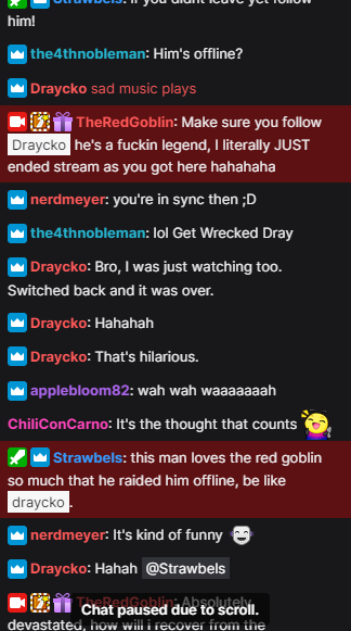 Draycko's tweet photo. Raided a friend just as he finished signing off... I'm not even mad. W or L?
Quick plug - If you'd like to check out mine or my friend's channels, you can find us here at:
https://t.co/7dsA71Kxgj
https://t.co/wnkheCNwj7
#streamers #TwitchStreamers #twitch #raidfail #failure https://t.co/Z9uhrXRjy8