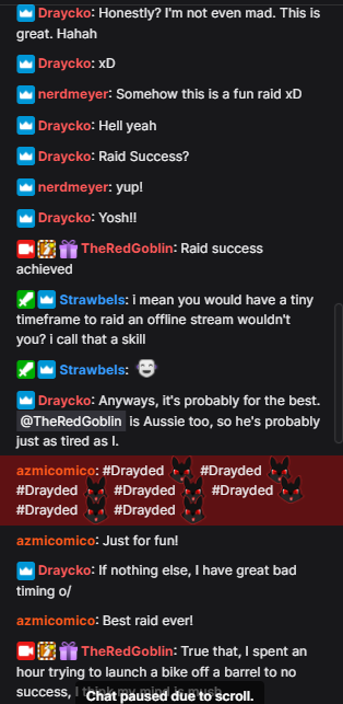 Draycko's tweet photo. Raided a friend just as he finished signing off... I'm not even mad. W or L?
Quick plug - If you'd like to check out mine or my friend's channels, you can find us here at:
https://t.co/7dsA71Kxgj
https://t.co/wnkheCNwj7
#streamers #TwitchStreamers #twitch #raidfail #failure https://t.co/Z9uhrXRjy8