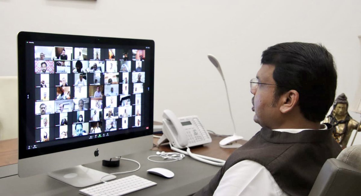 Dev_Fadnavis's tweet photo. Joined virtually and addressed BJP Mumbai Executive Meeting this evening.
Mumbai BJP President Mangal Prabhat Lodha ji, people’s representatives, office bearers were present too. https://t.co/vJlL0EudFd