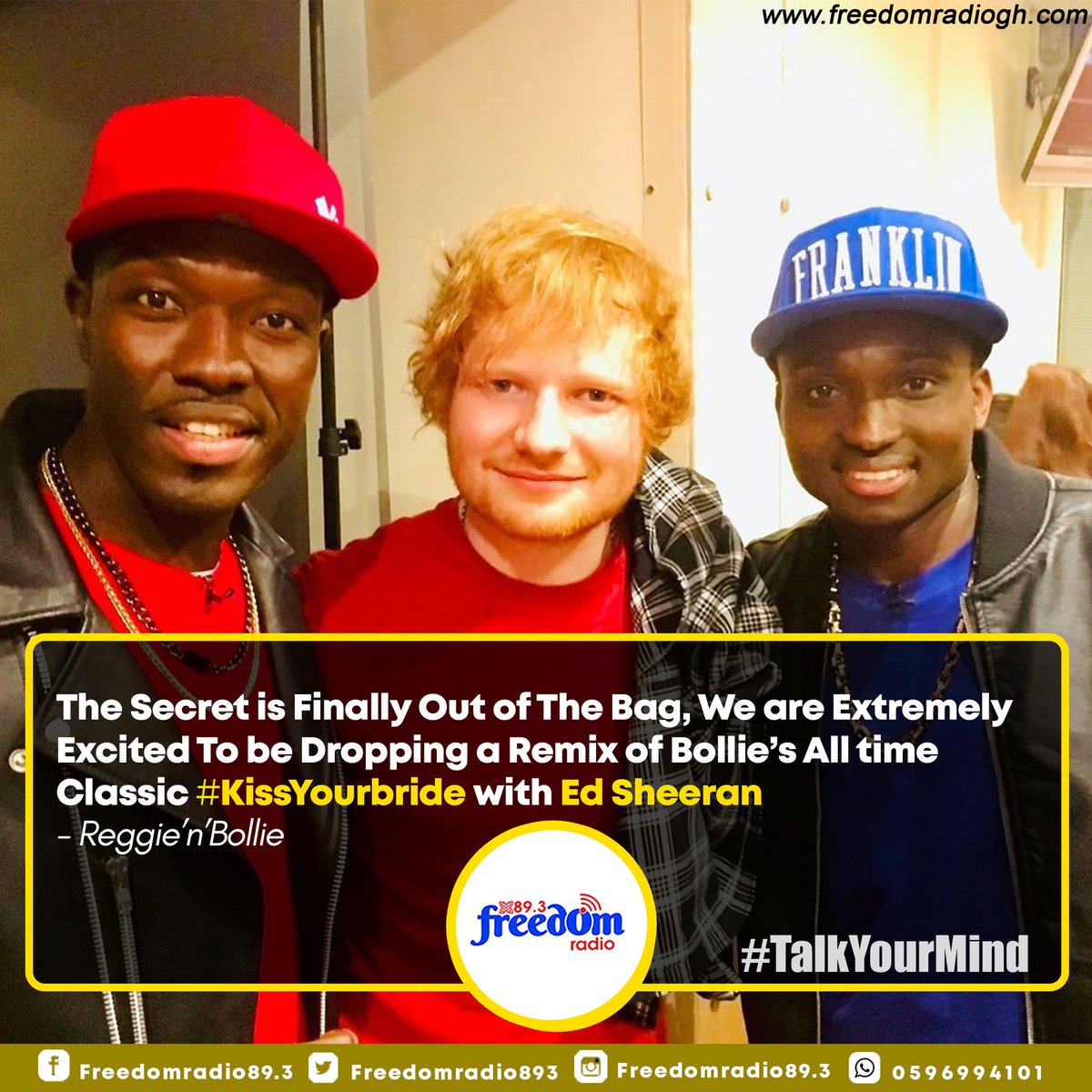 freedomradiogh's tweet photo. @ReggieNBollie ready to release a remix of all time hit #KissYourBride featuring Ed Sheeran #FreedomRadio #Sarkodie #shattawalw #AprilFoolsDay #JayZ https://t.co/fdIRBaPvZG