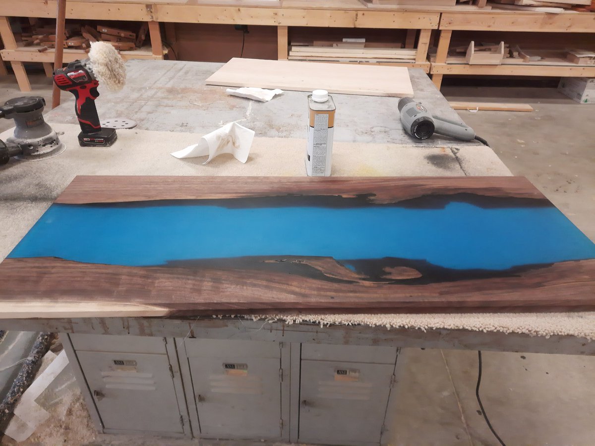 The table top is 17 1/2" x 42". It will be mounted to metal table legs designed and welded by Vo. Ag. Get your raffle tickets by contacting me. Mdaniels@vbschools.net.